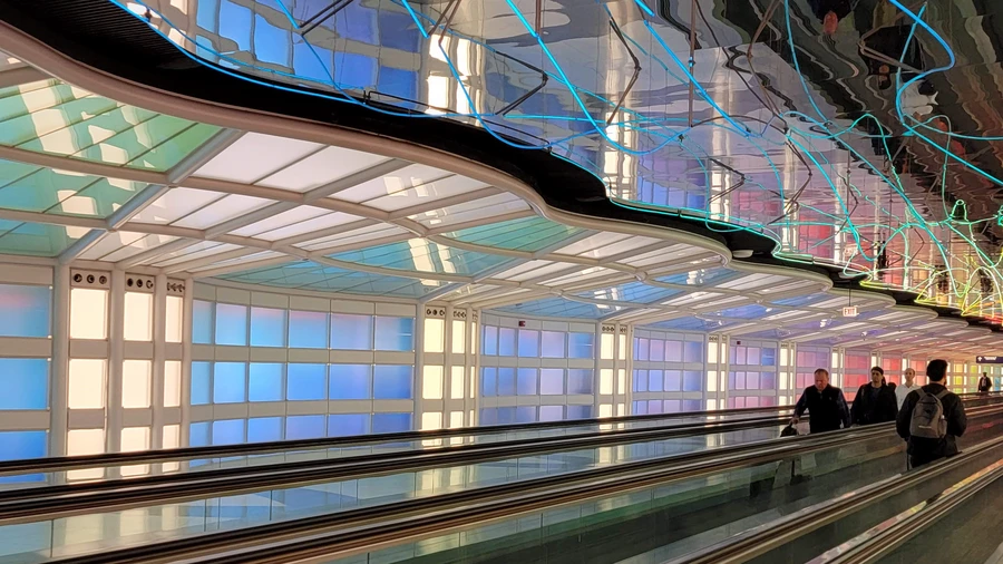 The Light Sculpture in the underground walkway between Concourse B and Concourse C in Terminal One of O'Hare International airport